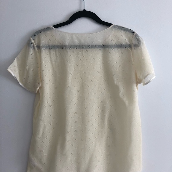 AMERICAN APPAREL Sheer Lace Boxy Tee in Cream - Picture 3 of 6